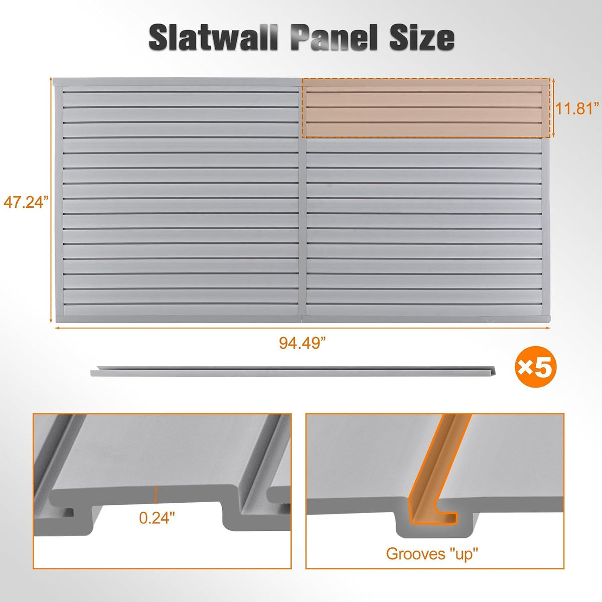 Slatwall Panel 4X8Ft, Garage Slat Wall Storage Systems Durable and Sturdy, Easy-To-Install Interlocking PVC Slat Wall Organizer Panels Flexible and Convenient, Maximize Vertical Space