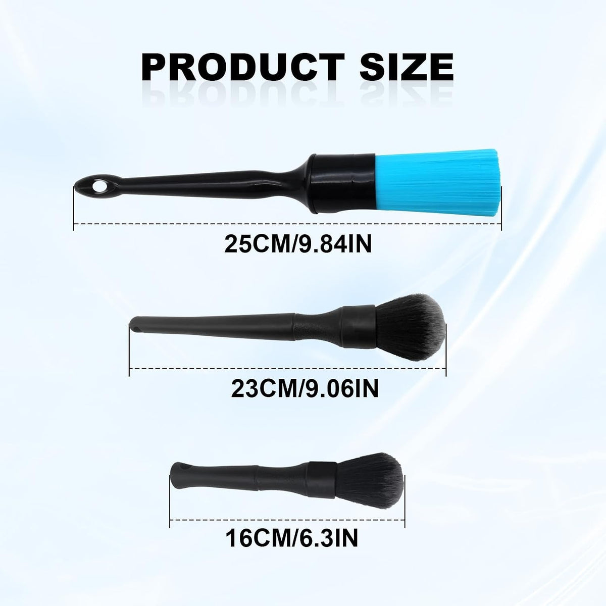 3 Pack Car Ultra Soft Detailing Brush Kit, Car Detailing Brush Set for Interior Exterior Dashboard Cleaning Air Vent Bay Emblems Seat Wheels, Engine, Wheel Nut, 2 Pack Black and 1 Pack Blue