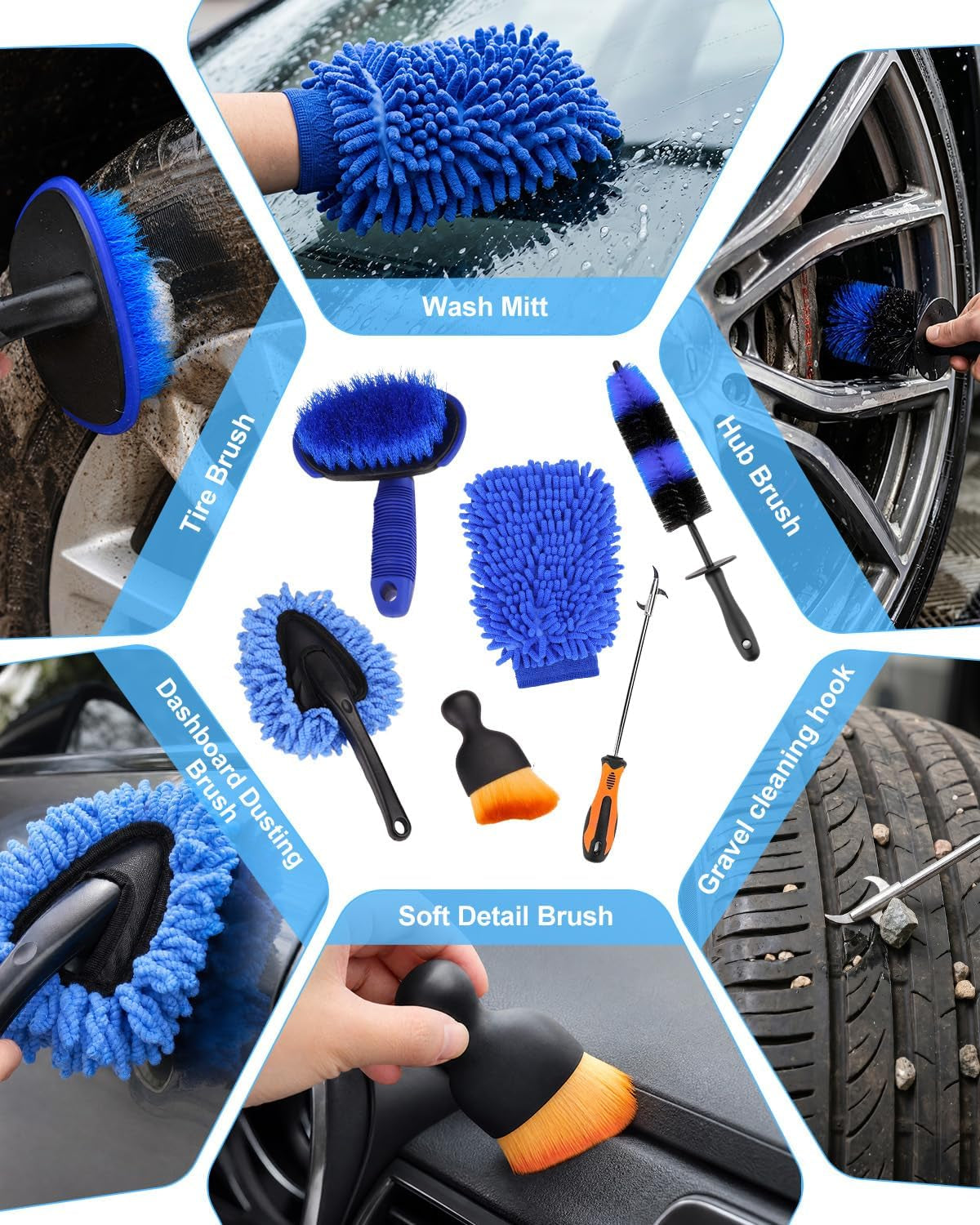 Car Detailing Kit 40PCS, Car Cleaning Kit with Detailing Brush Set, Car Wash Kit Interior Exterior Wheels Tire Tools, Auto Detailing Supplies with Bucket Towels Drill Brushes Storage Bag