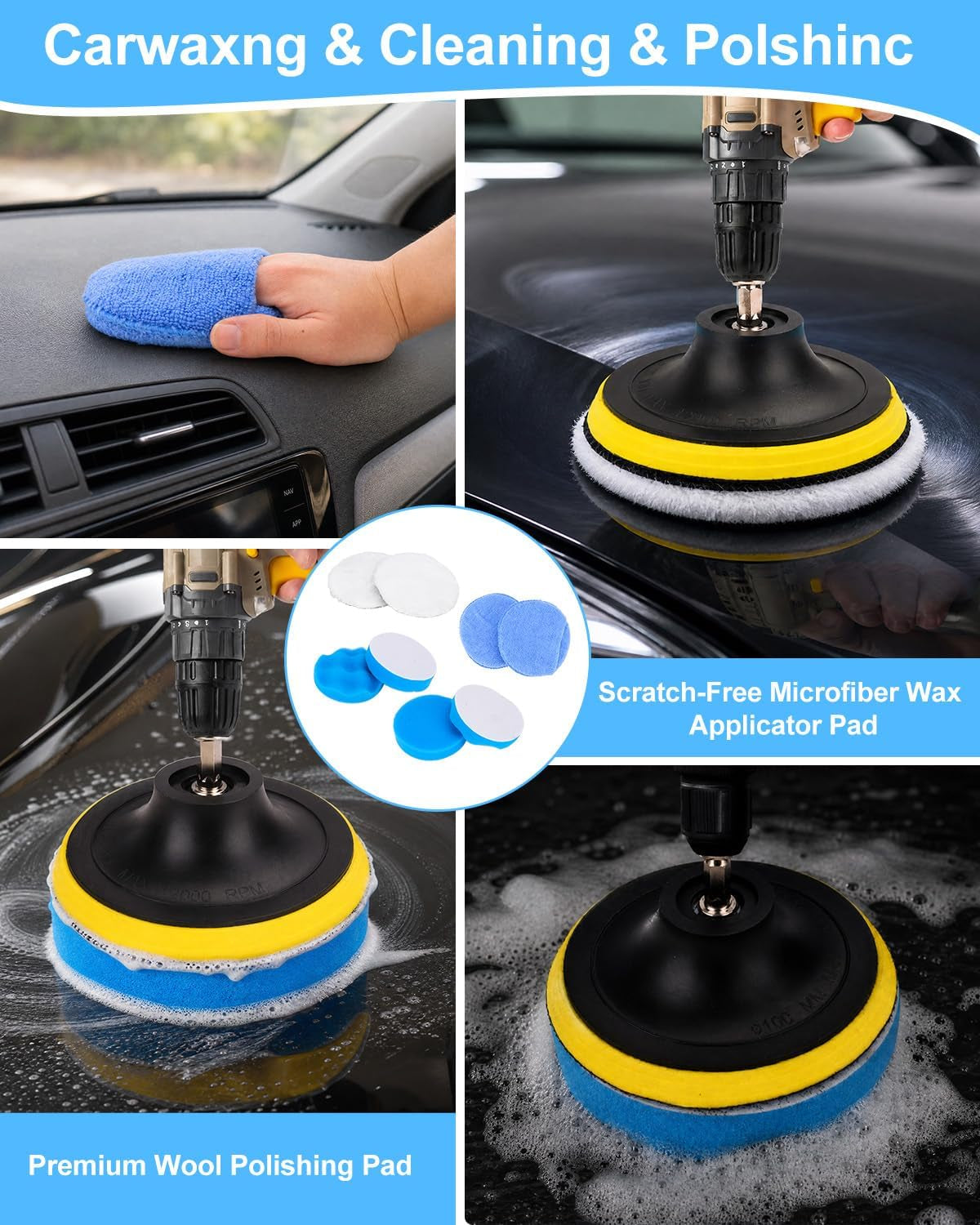 Car Detailing Kit 40PCS, Car Cleaning Kit with Detailing Brush Set, Car Wash Kit Interior Exterior Wheels Tire Tools, Auto Detailing Supplies with Bucket Towels Drill Brushes Storage Bag
