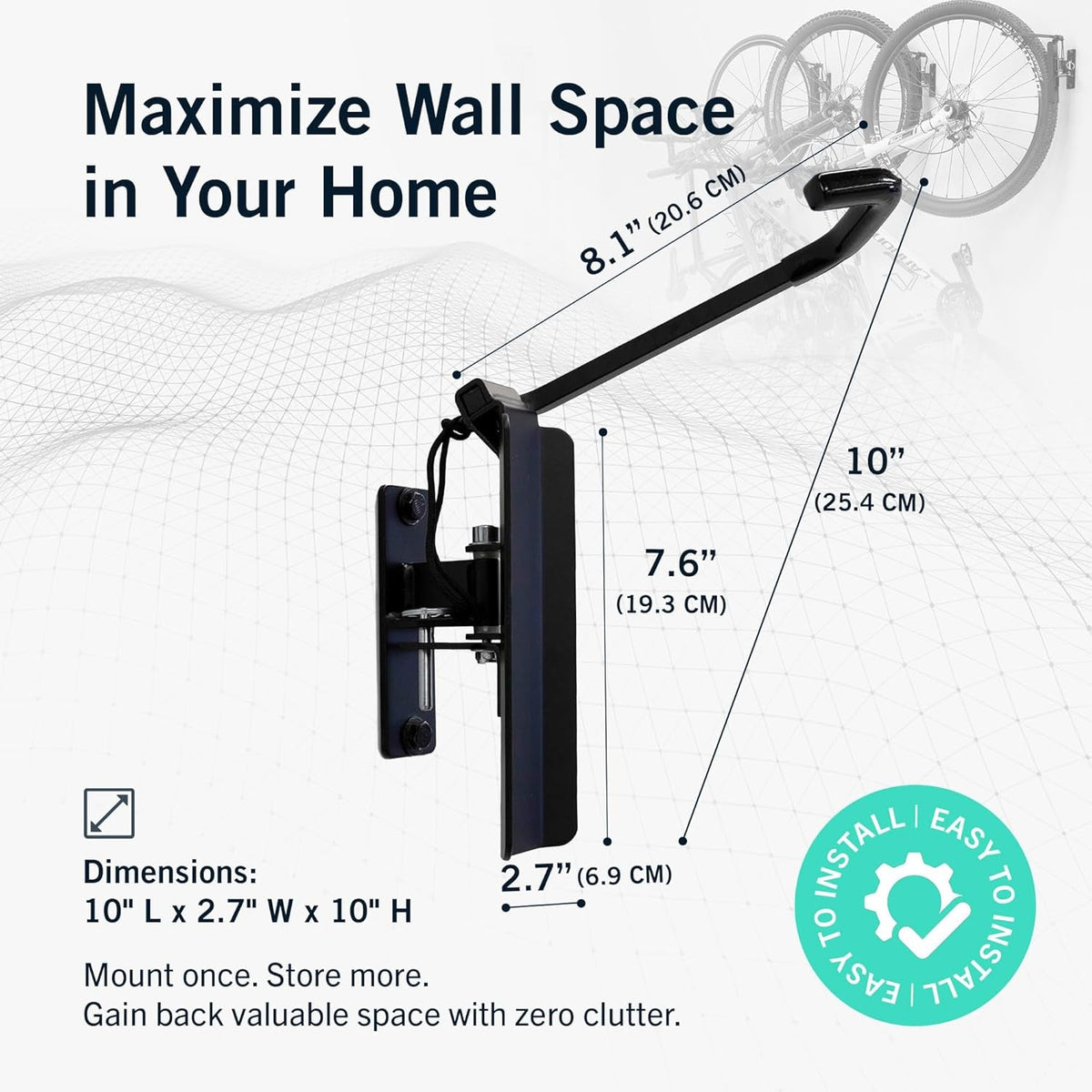 Swivel Bike Wall Mount, Vertical Rack for Garage, 4 Pack