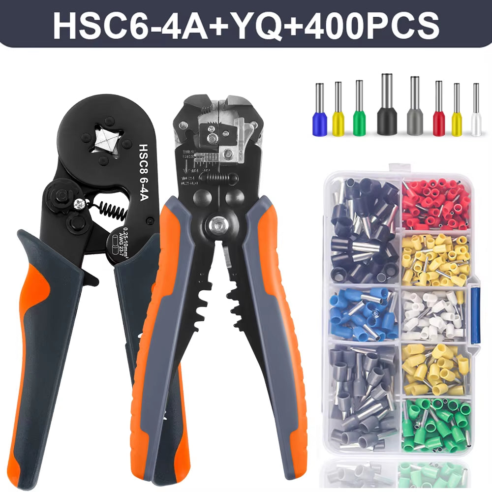 Ferrule Crimper Tool,Ratchet Crimping Tool Kit-Wire Stripper & Crimper Plier ,Or Plier Set with Connectors