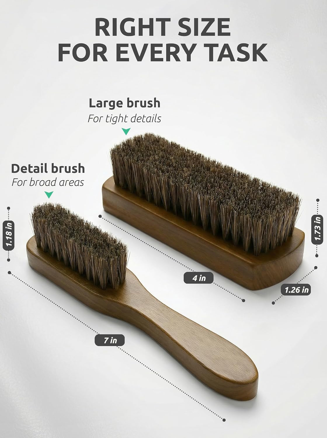 Leather & Upholstery Cleaning Brush Set with Compact Wood Handle