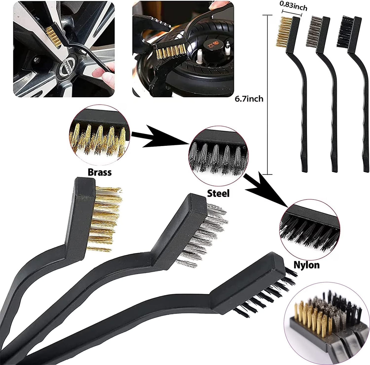 Ruseen 26Pcs Detail Brushes Car Detailing Kit Interior with Drill Brush Set, Detailing Brushes Car Cleaning Kit for Interior, Exterior, Windshield, Carpet, Leather, Air Vents