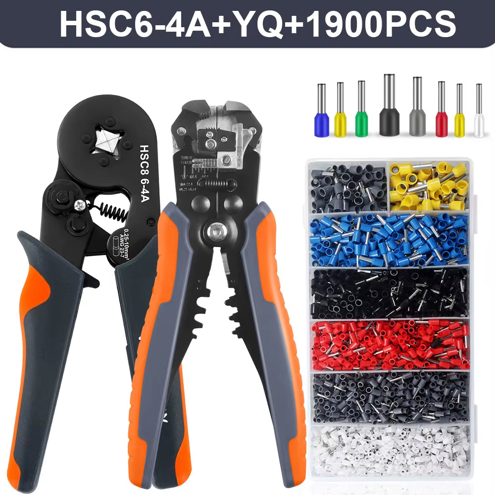 Ferrule Crimper Tool,Ratchet Crimping Tool Kit-Wire Stripper & Crimper Plier ,Or Plier Set with Connectors
