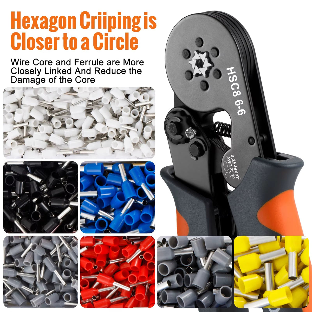 Ferrule Crimper Tool,Ratchet Crimping Tool Kit-Wire Stripper & Crimper Plier ,Or Plier Set with Connectors