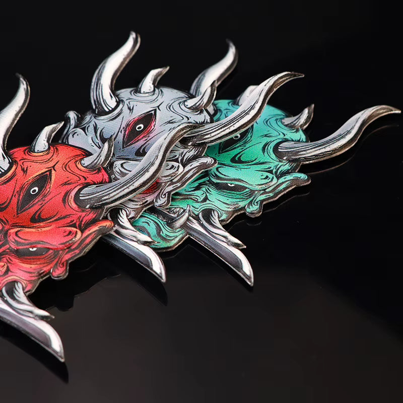 Car Stickers Japanese Oni Samurai Aluminum Alloy Emblem Skull Badge Decal Body Fender Trunk Rear Trunk Accessories Motorcycle