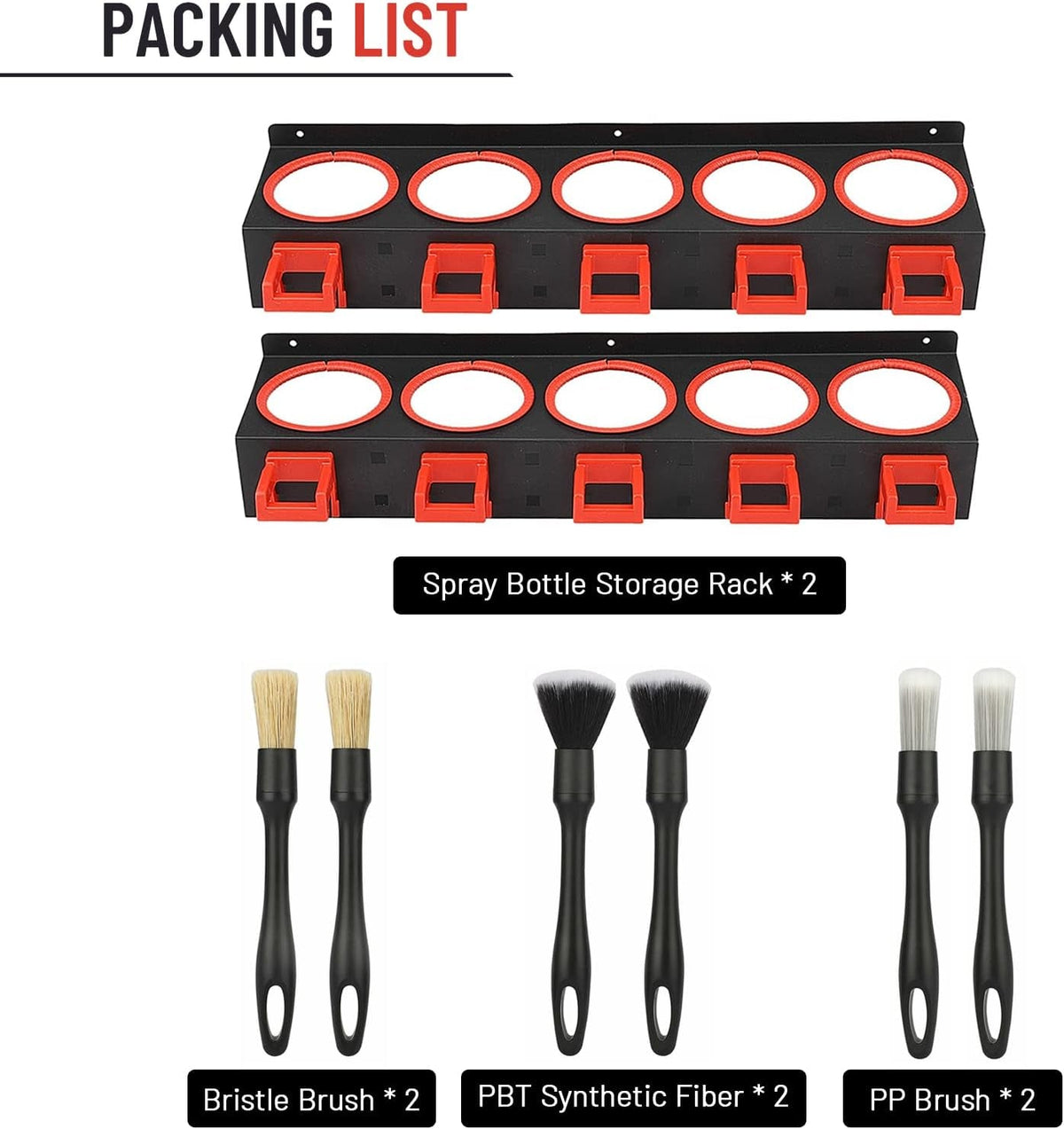 2 Set Spray Bottle Storage Rack with Car Cleaning Brush Detailing Kits,Hanging Rail Car Shop Accessory Display Auto Cleaning Detailing Tools Hanger Bottle Organizer