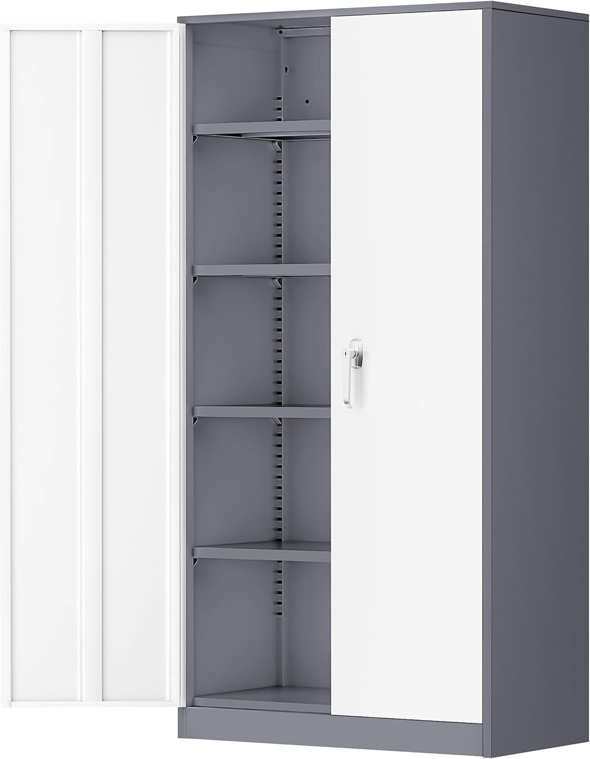 Metal Garage Storage Cabinet, 72" Locking Metal Cabinet with 2 Doors and 4 Adjustable Shelves, Lockable File Cabinet for Home, Office, Garage (36" W X 18" D)