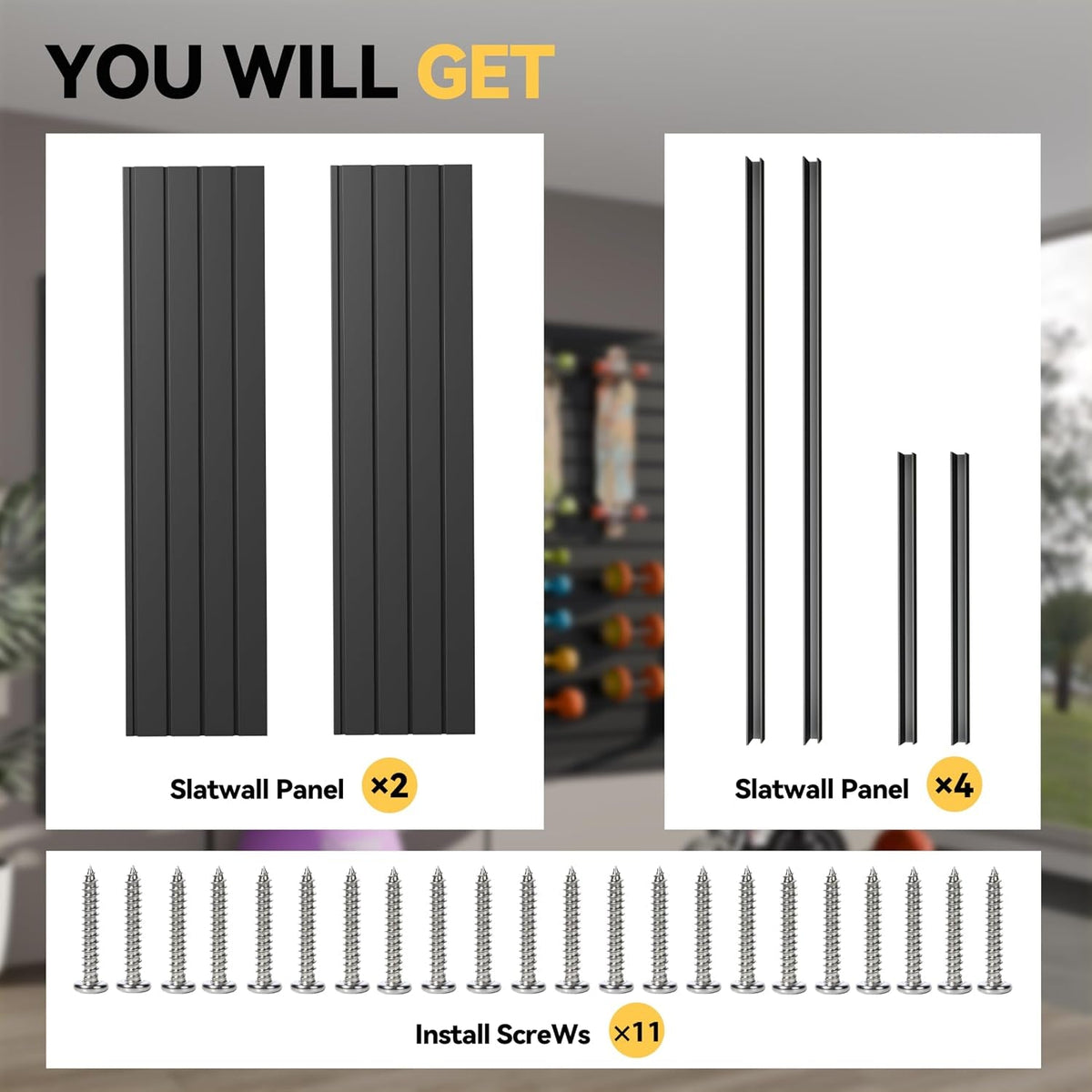 Slat Wall,2X4 Ft Slatwall,Black Garage Slatwall Storage Systems