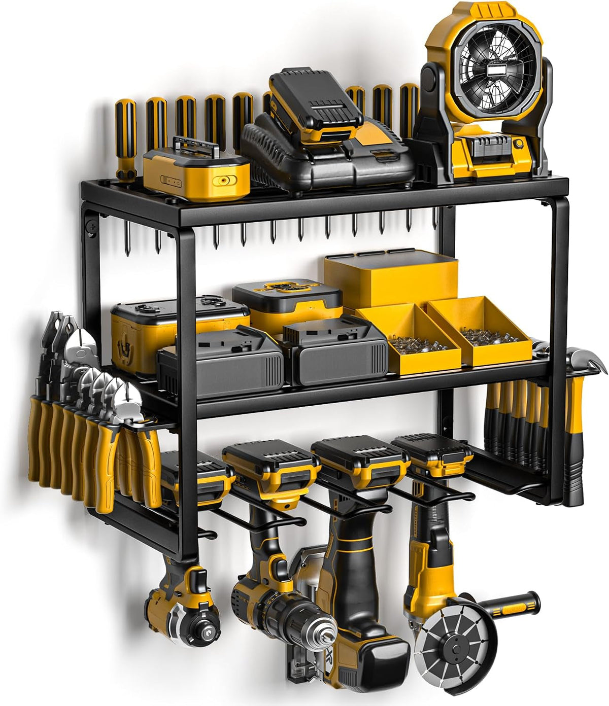 Power Tool Organizer, 3 Layers 4 Drill Holder Wall Mount