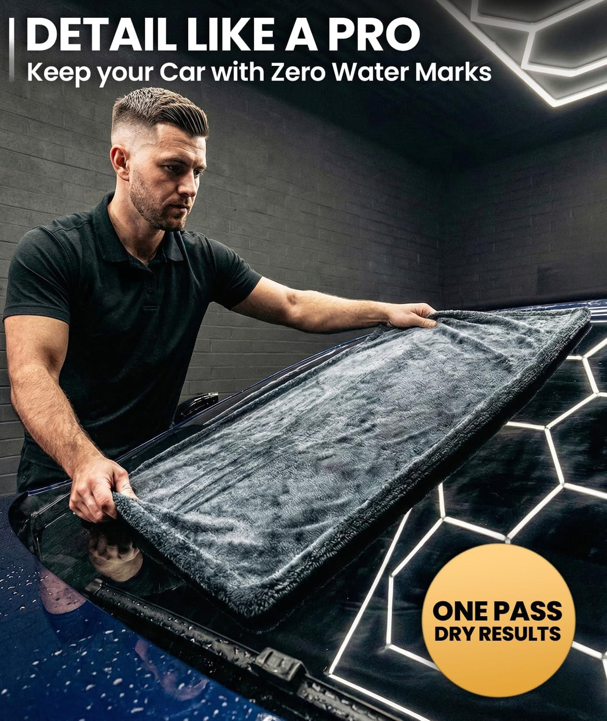 Car Drying Towel - (1300 GSM) XL Drying Towels Car Detailing - Car Microfiber Towel (36"X24") Microfiber Drying Towels for Cars Towels Drying, Car Wash Towels, Ultra Absorbent - Grey & Green