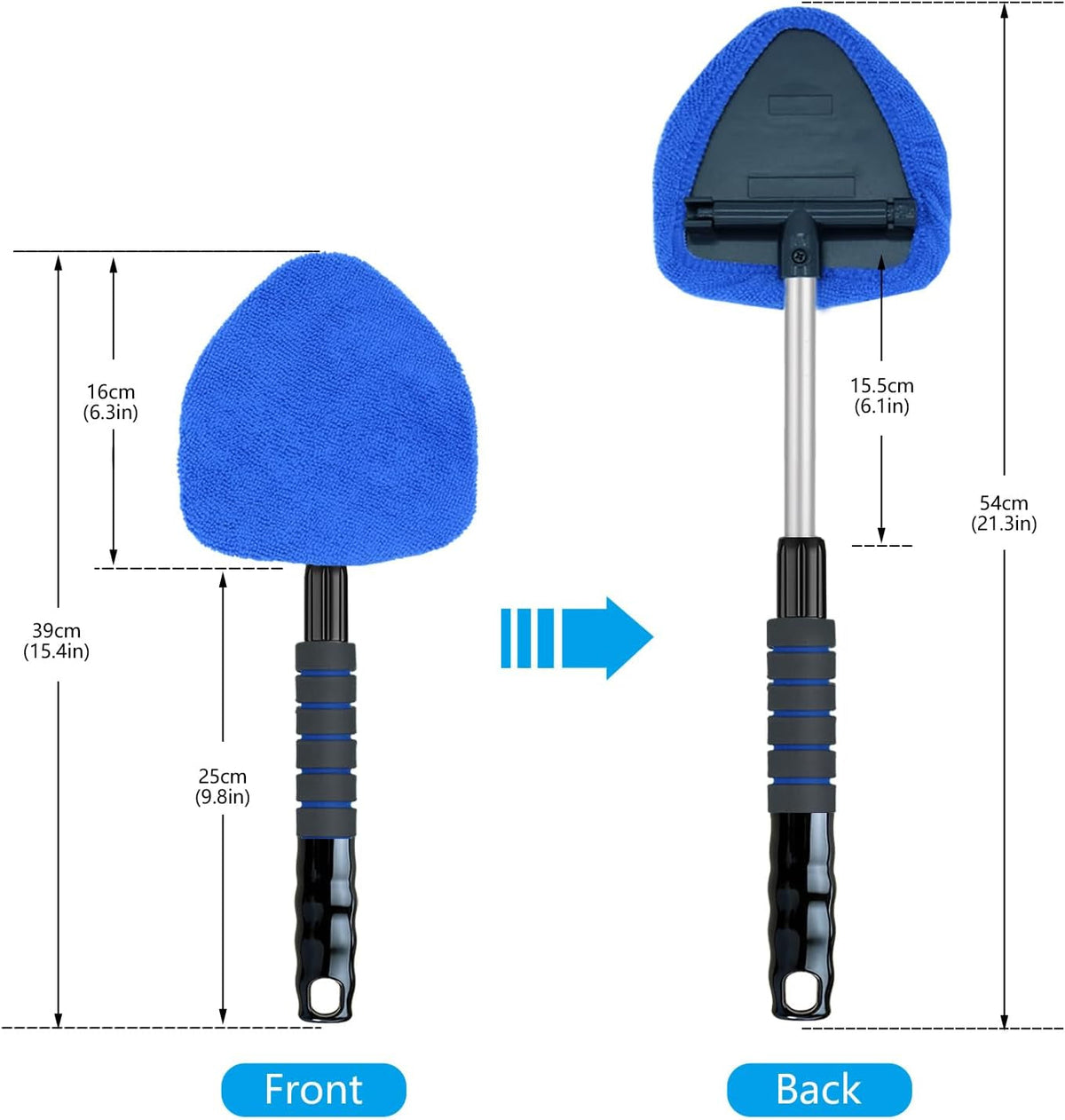 Windshield Cleaner Tool 21" Car Window Cleaner inside Windshield Cleaning Wand Supplies Interior Glass Care Product Car Accessories with with Extendable Handle& Microfiber Pads