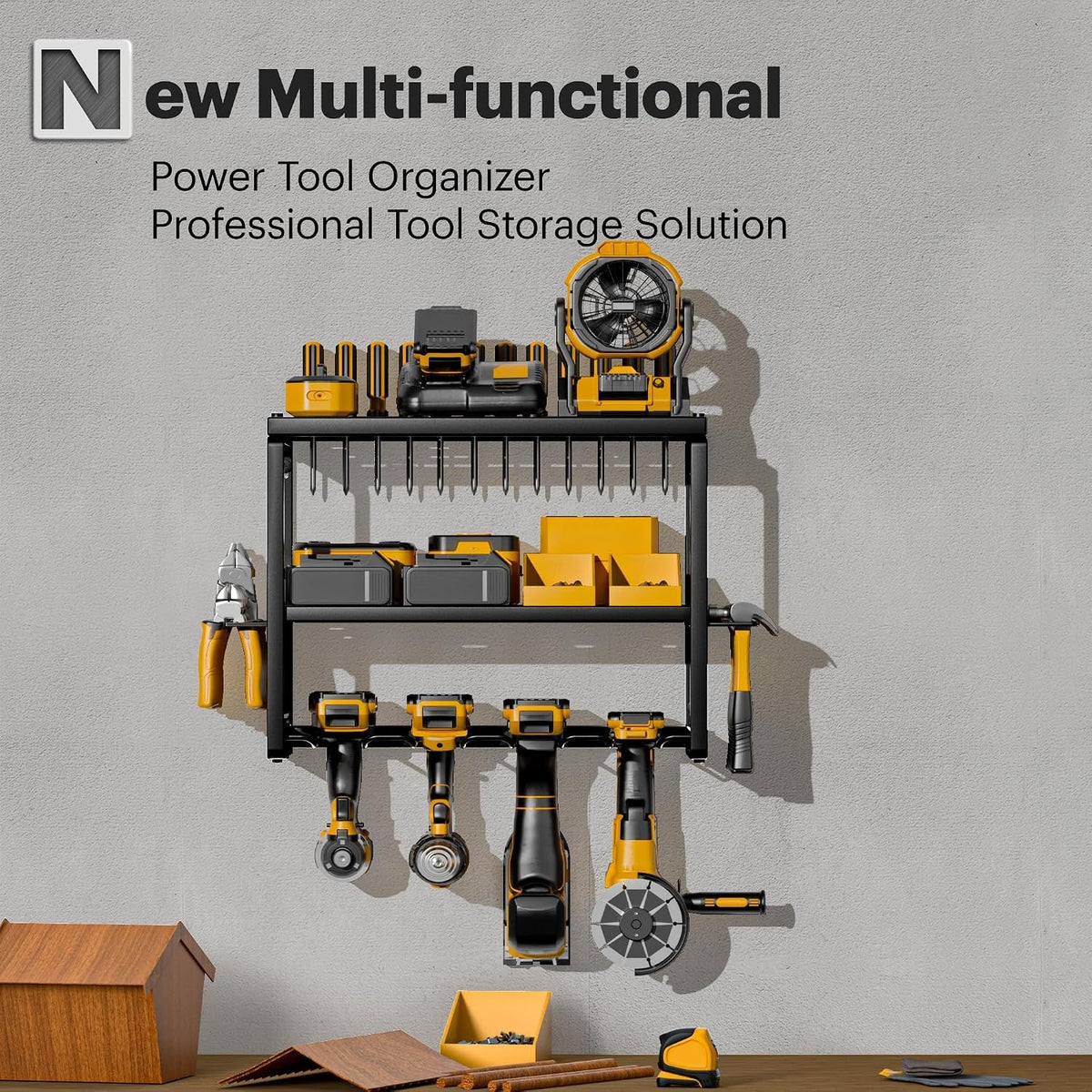 Power Tool Organizer, 3 Layers 4 Drill Holder Wall Mount