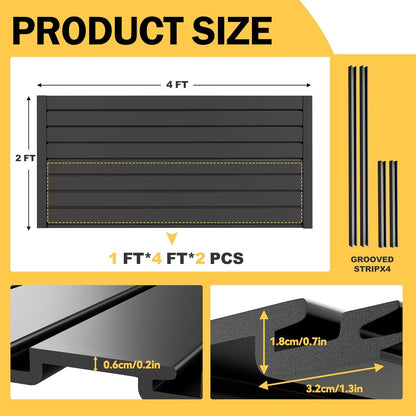 Slat Wall,2X4 Ft Slatwall,Black Garage Slatwall Storage Systems