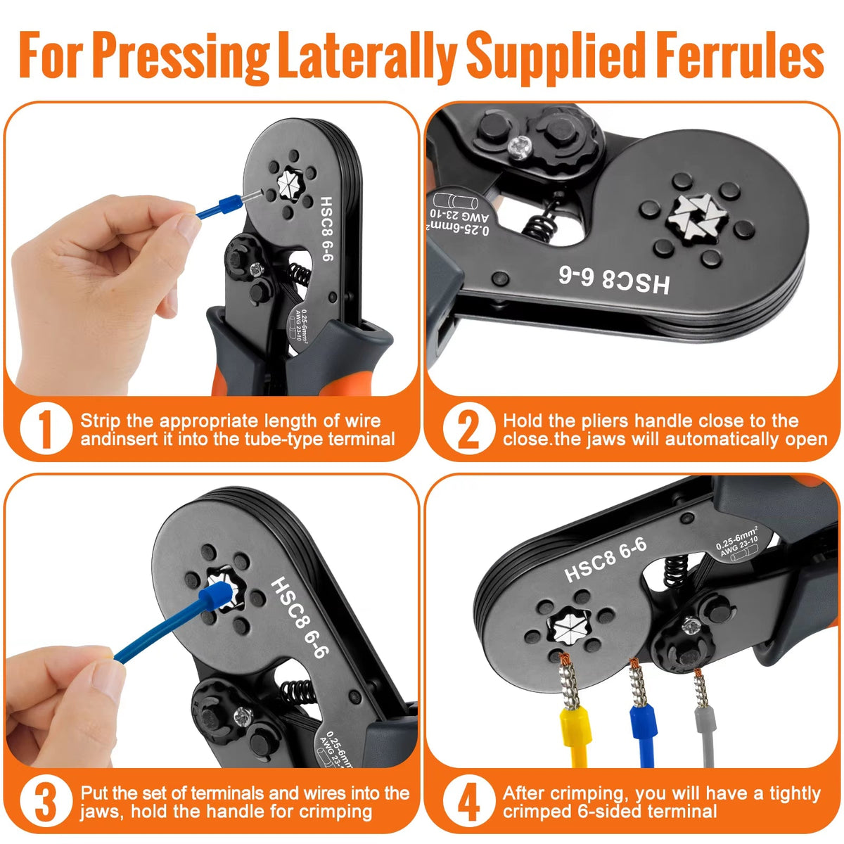 Ferrule Crimper Tool,Ratchet Crimping Tool Kit-Wire Stripper & Crimper Plier ,Or Plier Set with Connectors