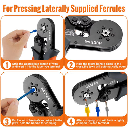 Ferrule Crimper Tool,Ratchet Crimping Tool Kit-Wire Stripper & Crimper Plier ,Or Plier Set with Connectors