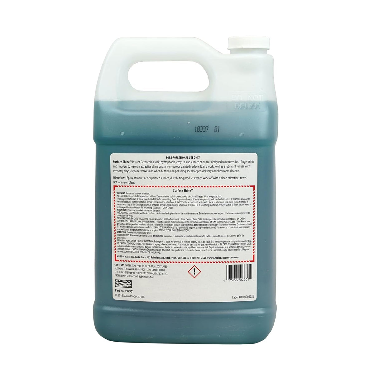 Surface Shine Instant Detail Spray for Vehicle Surfaces, 1 Gallon