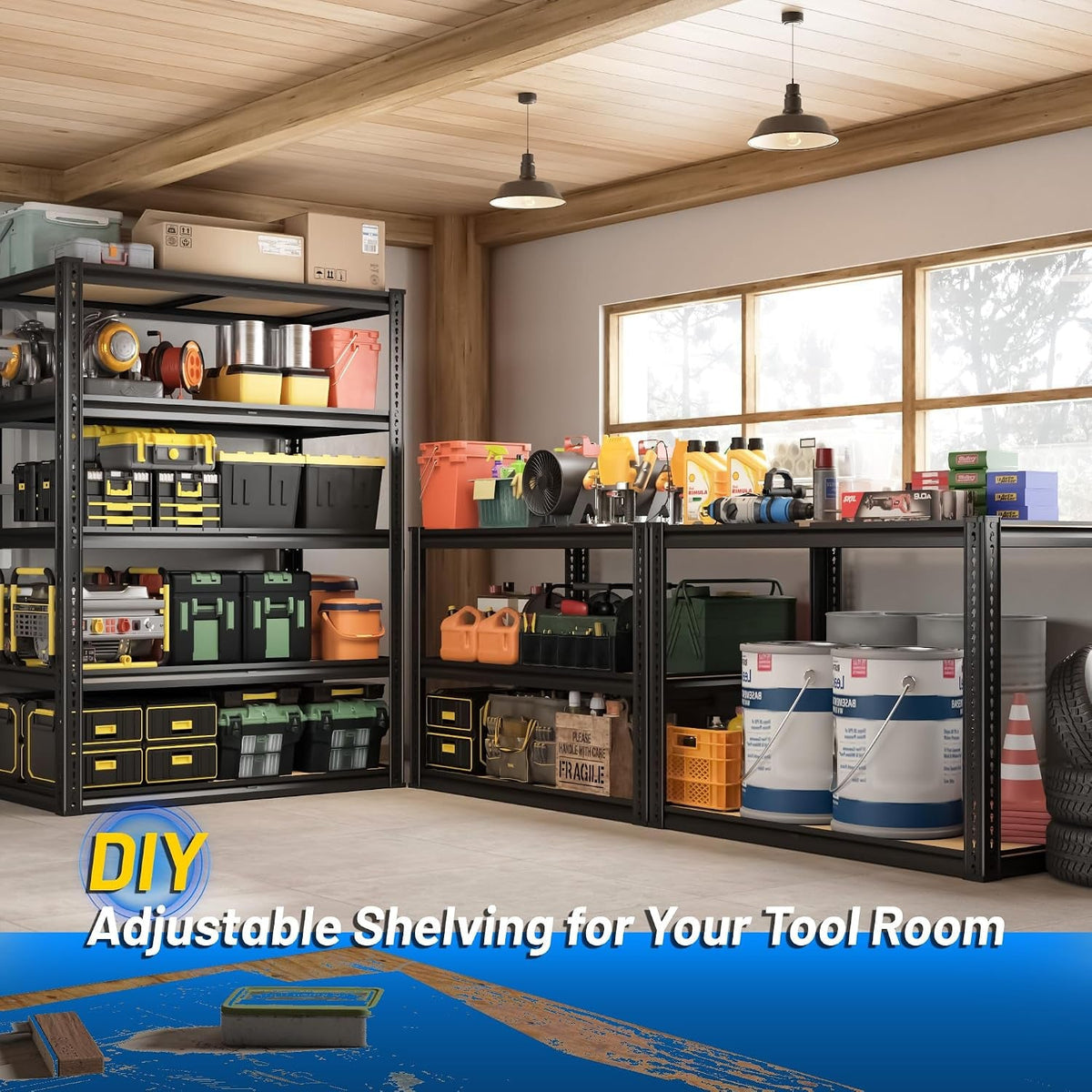 72" H Garage Shelving 5 Tier Storage Shelves 2050LBS, 2PCS