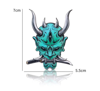 Car Stickers Japanese Oni Samurai Aluminum Alloy Emblem Skull Badge Decal Body Fender Trunk Rear Trunk Accessories Motorcycle
