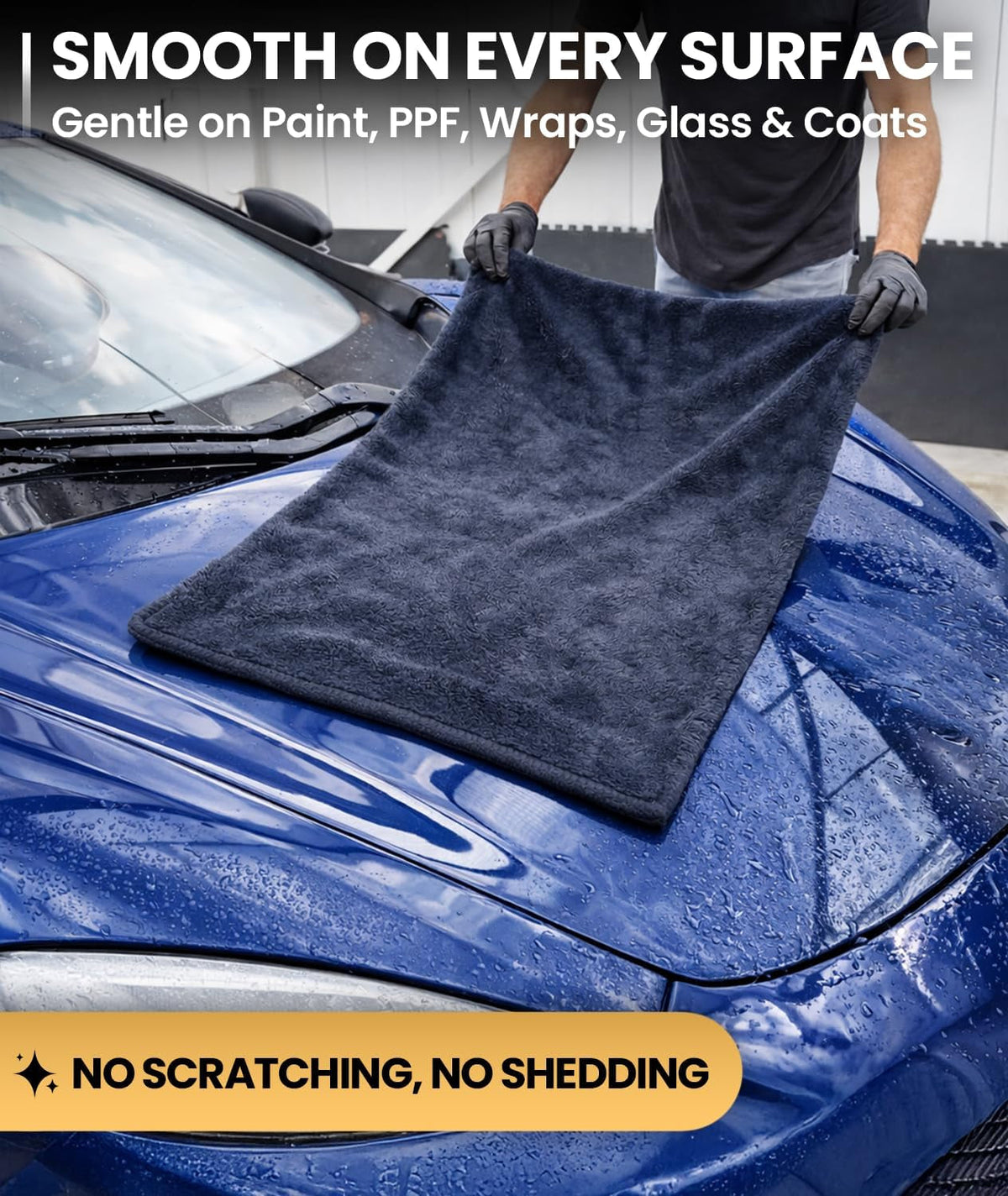 Car Drying Towel - (1300 GSM) XL Drying Towels Car Detailing - Car Microfiber Towel (36"X24") Microfiber Drying Towels for Cars Towels Drying, Car Wash Towels, Ultra Absorbent - Grey & Green