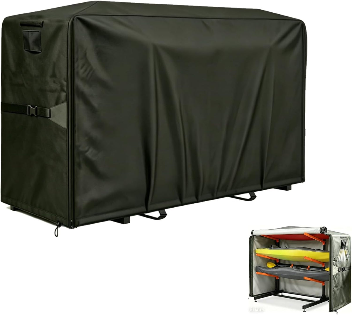 Heavy Duty Kayak Rack Cover 12.7Ft – Waterproof Dustproof UV Protective. for Freestanding Kayak Stand, for 2-4 Tier Racks, for Canoes, Sups, Paddleboards & Surfboards（153" LX 35" W X 55" H)