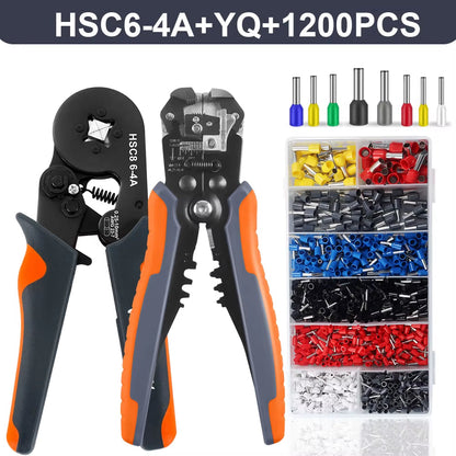 Ferrule Crimper Tool,Ratchet Crimping Tool Kit-Wire Stripper & Crimper Plier ,Or Plier Set with Connectors