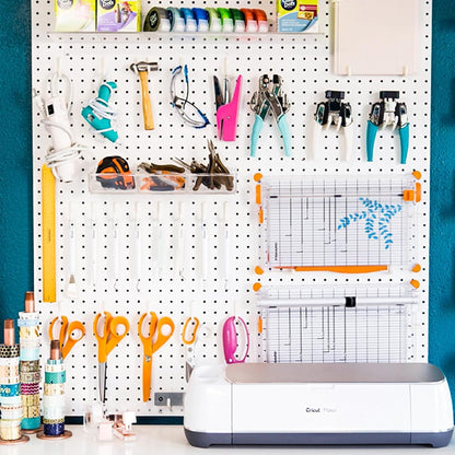 2 Pcs Metal Pegboard Wall Panels - 23.6” X 15.7” Pegboard Wall Organizer System for Walls, Small Peg Board Tool Storage, White Pegboard for Garage, Craft Room, Workbench, Kitchen, Office