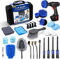 29Pcs Car Detailing Kit, Car Cleaning Kits Interior Cleaner with Detailing Brushes,Drill Brush Heads,Car Wash Kit with Cleaning Gel,Wash Mitt,Car Hooks,Car Care Gift for Men, Black