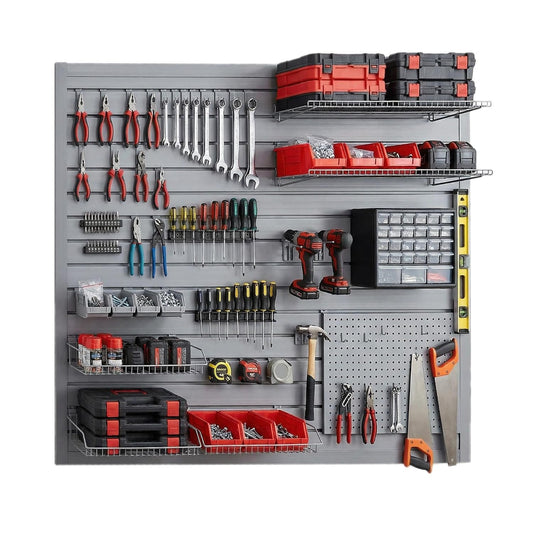Slatwall 4X4T FT PVC Slat Wall Panels, Interlocking Garage Slat Wall Panels Easy to Install, Heavy Duty Slat Wall for Tools Storage & Display