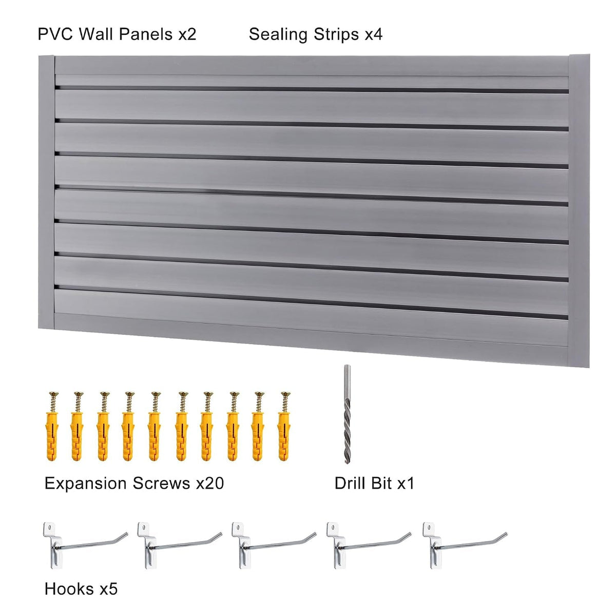 Slatwall Panel 4X2Ft PVC Slat Wall Panels Garage Slat Wall Organizer Heavy Duty Slatwall Garage Storage Organization Tool for Garages, Sheds, and Homes