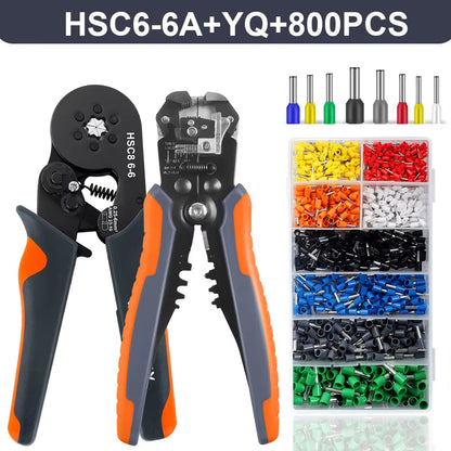 Ferrule Crimper Tool,Ratchet Crimping Tool Kit-Wire Stripper & Crimper Plier ,Or Plier Set with Connectors