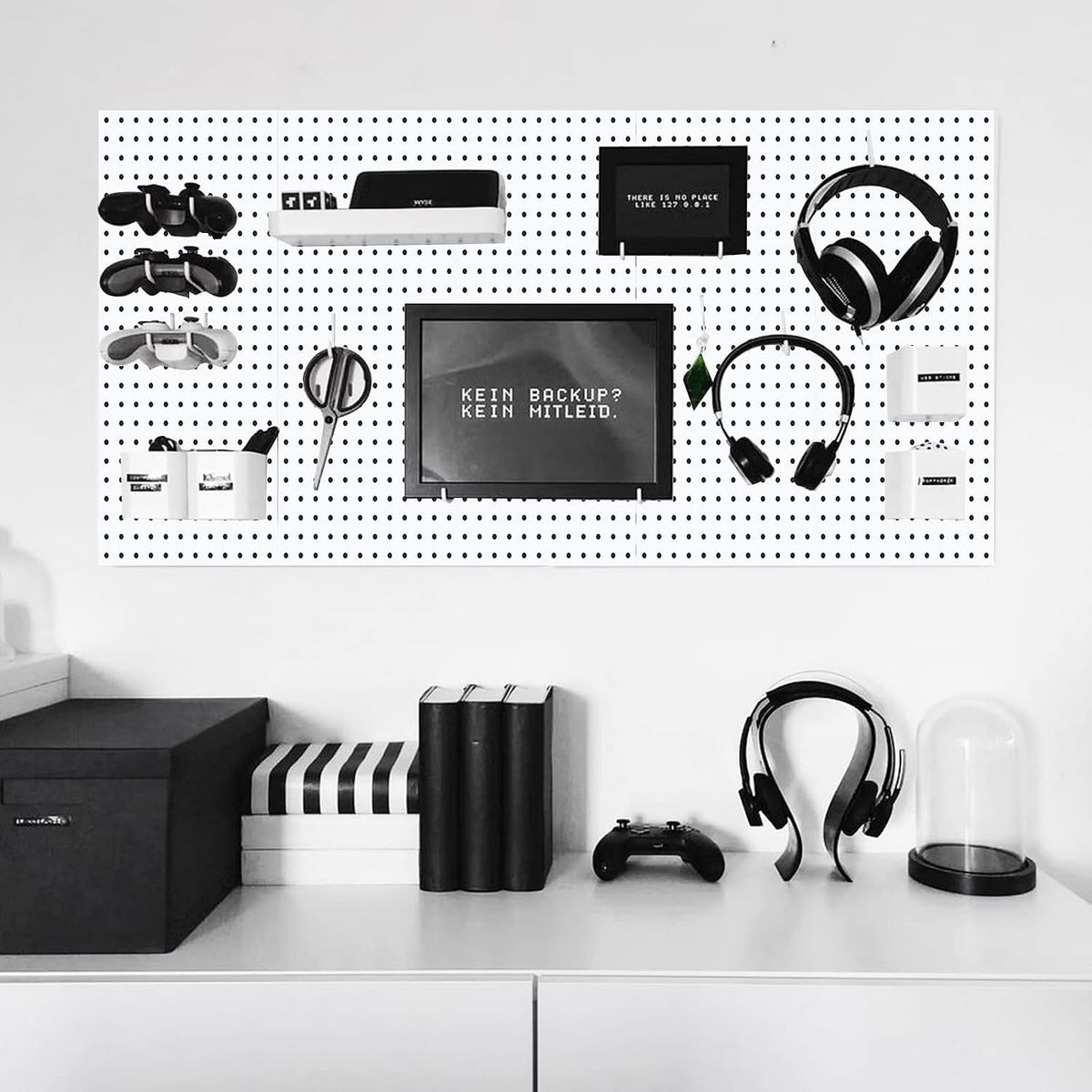 2 Pcs Metal Pegboard Wall Panels - 23.6” X 15.7” Pegboard Wall Organizer System for Walls, Small Peg Board Tool Storage, White Pegboard for Garage, Craft Room, Workbench, Kitchen, Office
