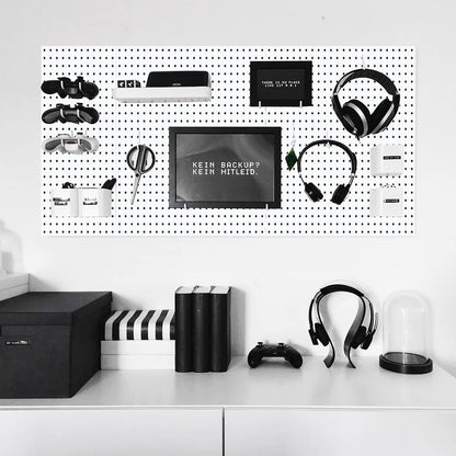 2 Pcs Metal Pegboard Wall Panels - 23.6” X 15.7” Pegboard Wall Organizer System for Walls, Small Peg Board Tool Storage, White Pegboard for Garage, Craft Room, Workbench, Kitchen, Office