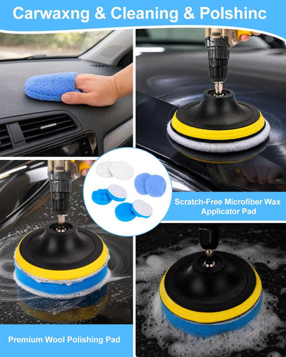 Car Detailing Kit 40PCS, Car Cleaning Kit with Detailing Brush Set, Car Wash Kit Interior Exterior Wheels Tire Tools, Auto Detailing Supplies with Bucket Towels Drill Brushes Storage Bag