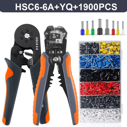 Ferrule Crimper Tool,Ratchet Crimping Tool Kit-Wire Stripper & Crimper Plier ,Or Plier Set with Connectors