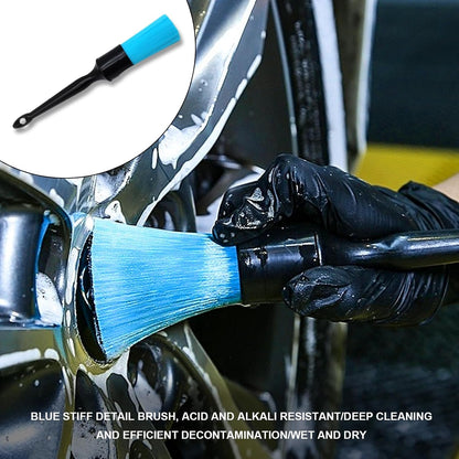 3 Pack Car Ultra Soft Detailing Brush Kit, Car Detailing Brush Set for Interior Exterior Dashboard Cleaning Air Vent Bay Emblems Seat Wheels, Engine, Wheel Nut, 2 Pack Black and 1 Pack Blue