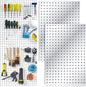 2 Pcs Metal Pegboard Wall Panels - 23.6” X 15.7” Pegboard Wall Organizer System for Walls, Small Peg Board Tool Storage, White Pegboard for Garage, Craft Room, Workbench, Kitchen, Office