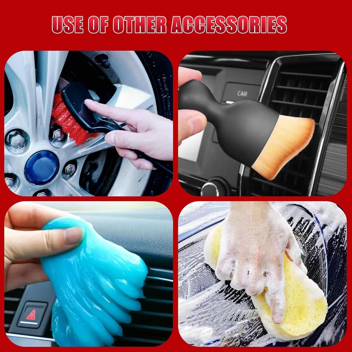 15Pcs Car Detailing Brush Set, Car Wheel Tire Brush Set, Car Detailing Kit Includes Soft Bristles Brush, Tire Brush, Detail Brushes, Car Cleaning Tools Brushes for Interior, Exterior, Wheels