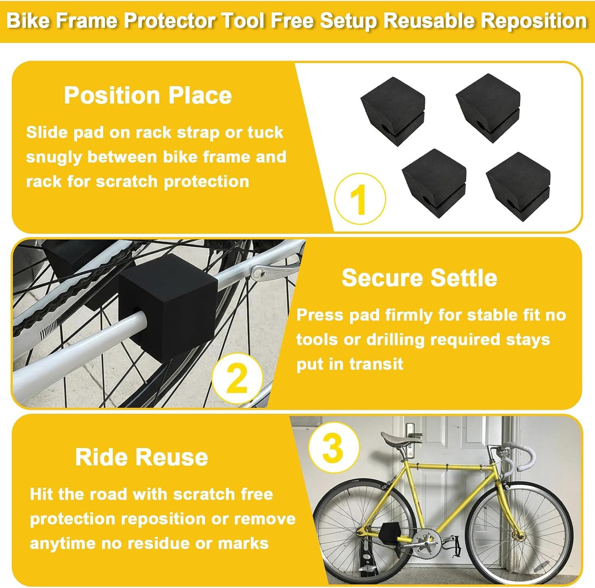 4 Pcs Protect-O Pads for Bike Racks Protector Compatible with Saris