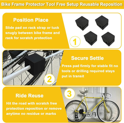 4 Pcs Protect-O Pads for Bike Racks Protector Compatible with Saris
