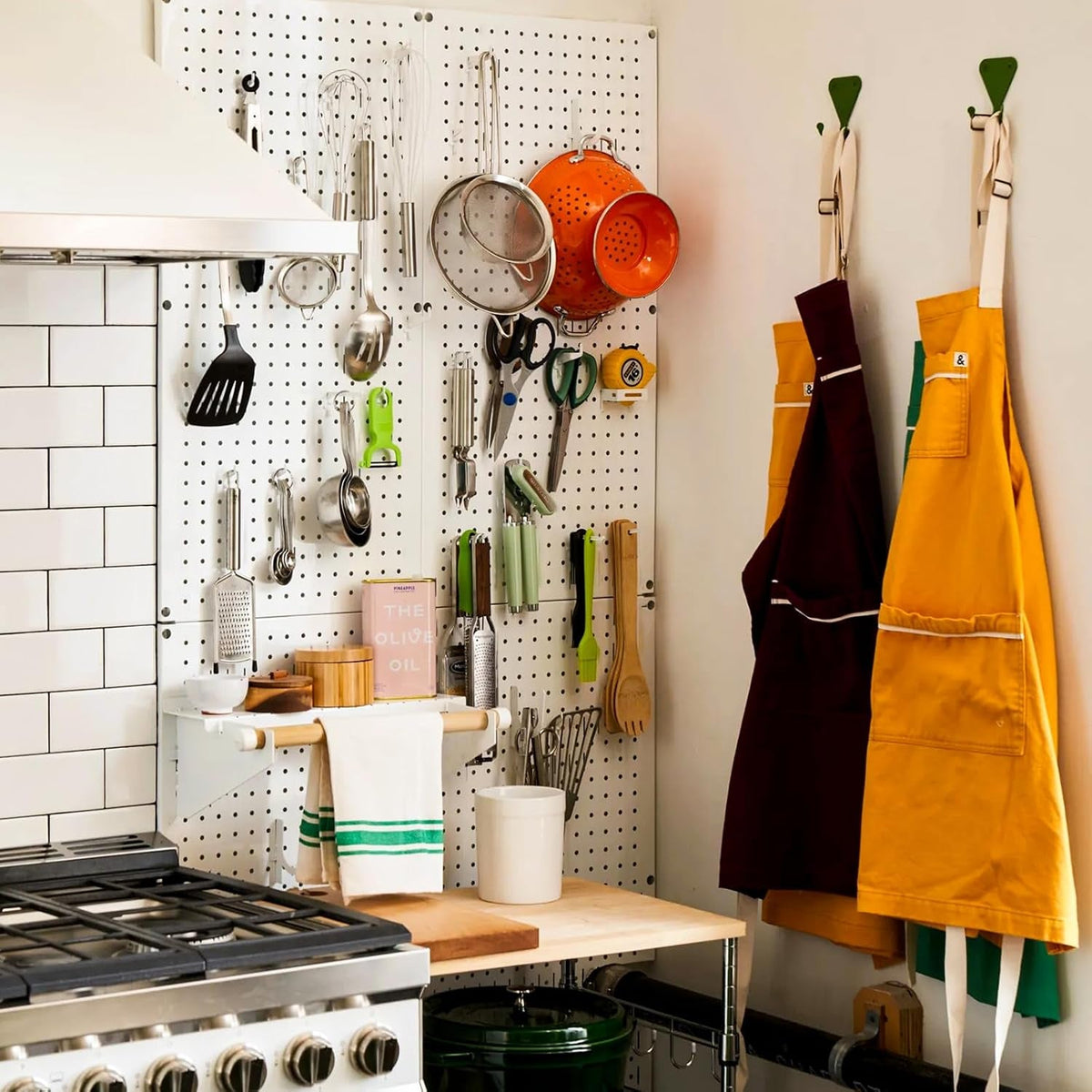 2 Pcs Metal Pegboard Wall Panels - 23.6” X 15.7” Pegboard Wall Organizer System for Walls, Small Peg Board Tool Storage, White Pegboard for Garage, Craft Room, Workbench, Kitchen, Office