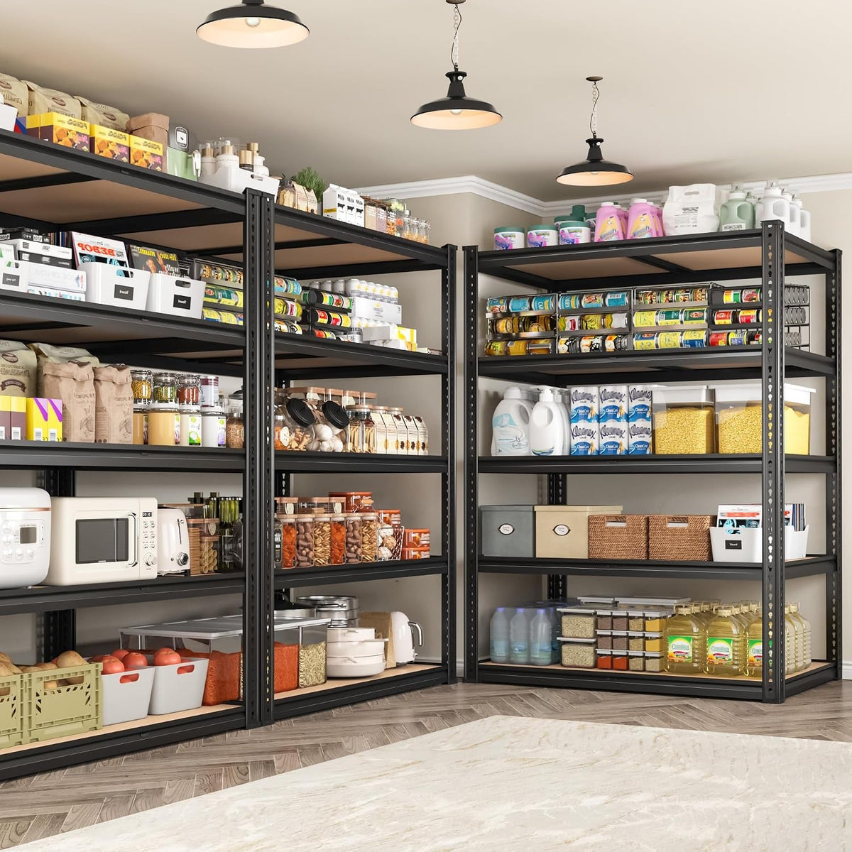 72" H Garage Shelving 5 Tier Storage Shelves 2050LBS, 2PCS