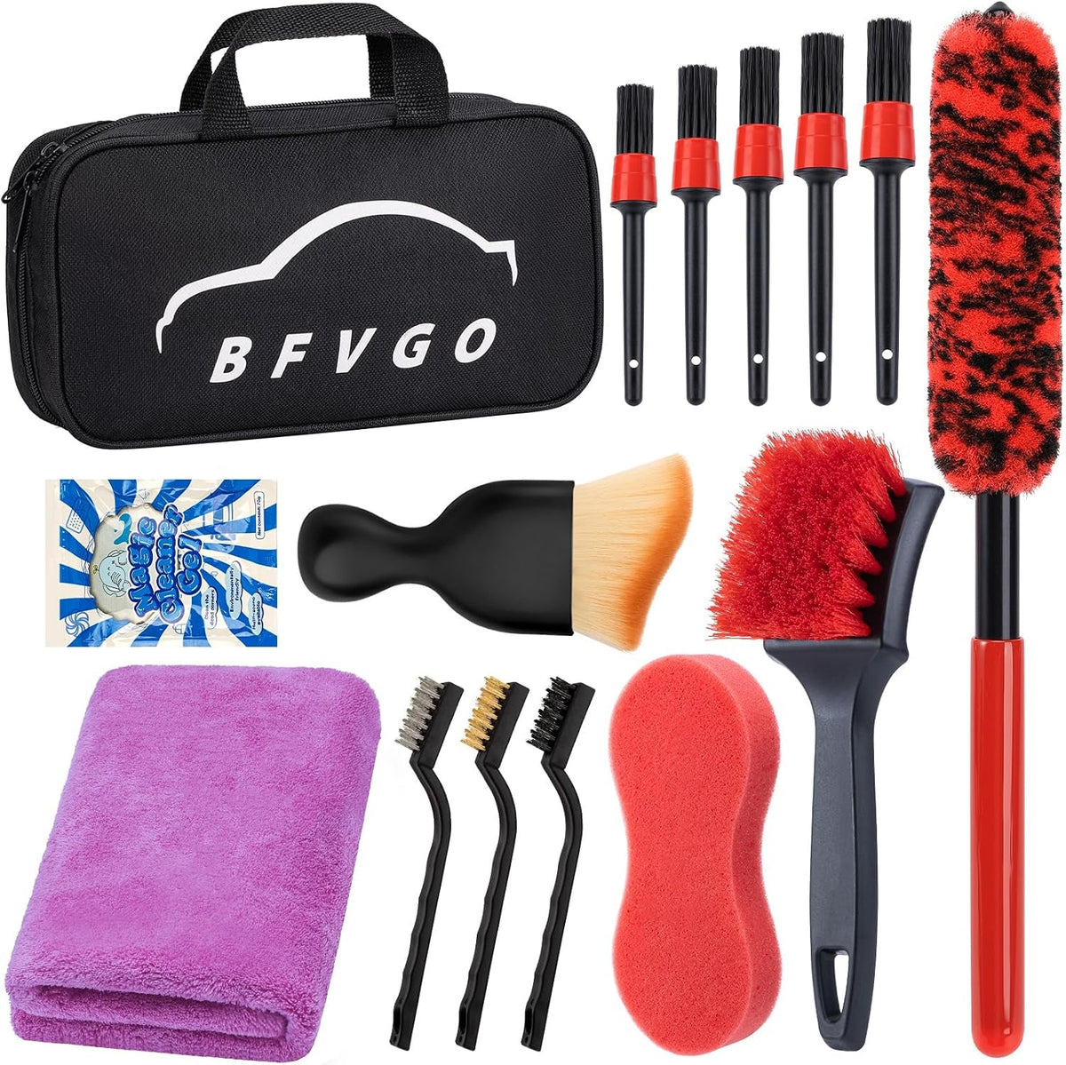 15Pcs Car Detailing Brush Set, Car Wheel Tire Brush Set, Car Detailing Kit Includes Soft Bristles Brush, Tire Brush, Detail Brushes, Car Cleaning Tools Brushes for Interior, Exterior, Wheels