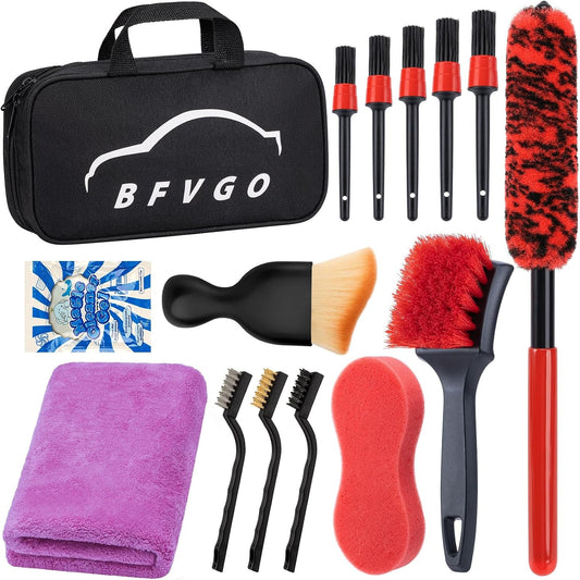 15Pcs Car Detailing Brush Set, Car Wheel Tire Brush Set, Car Detailing Kit Includes Soft Bristles Brush, Tire Brush, Detail Brushes, Car Cleaning Tools Brushes for Interior, Exterior, Wheels