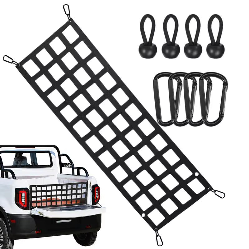 Car Trunk Organizer Net UV Protection Pickup Truck Bed Cargo Mesh Tailgate Net Cargo Storage Netting Divider Car Accessories
