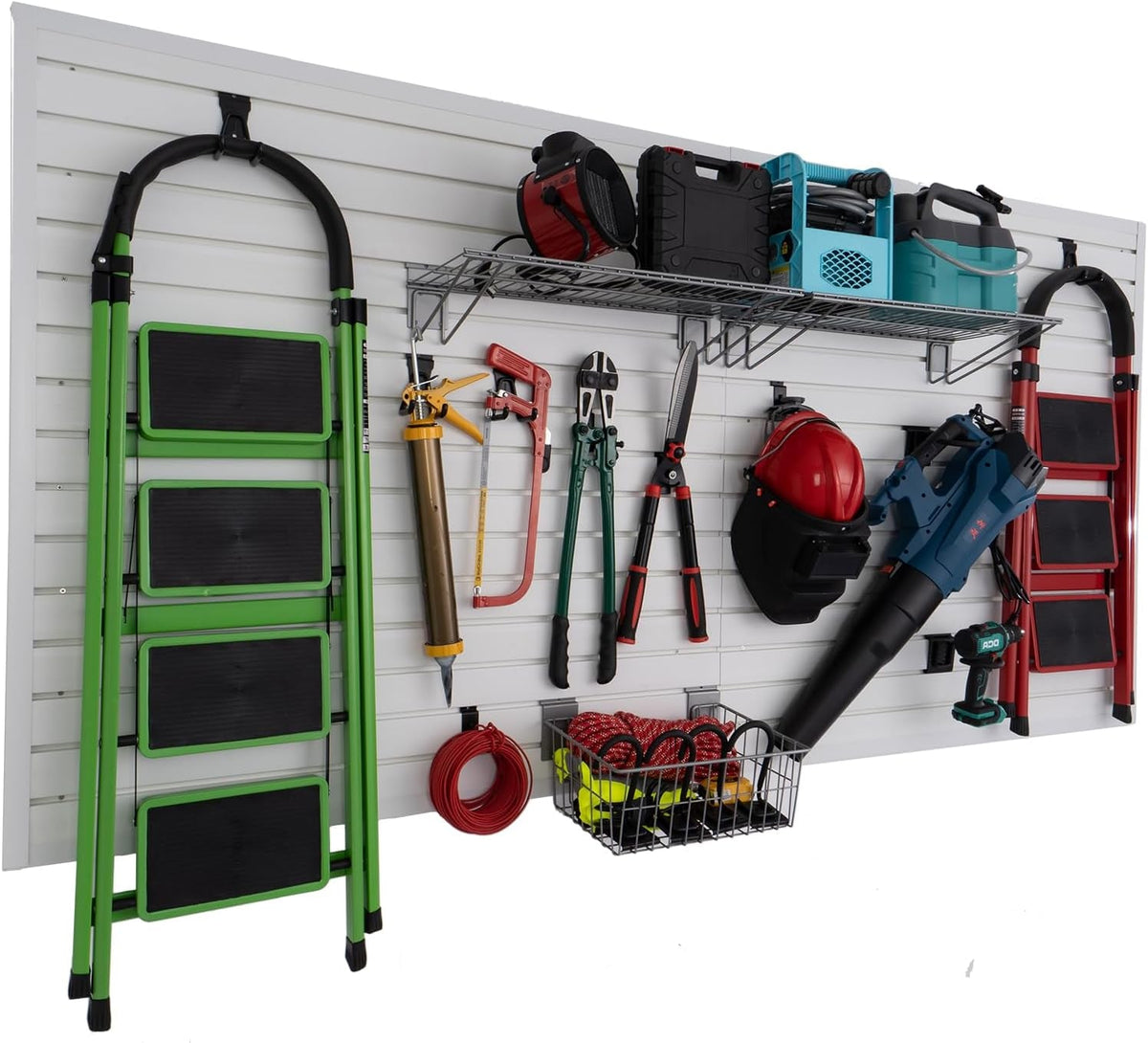 Slat Wall Paneling Garage Slat Wall Storage Systems Slatwall Panels Power Tool Organizer Wall Mount, PVC Garage Storage & Organization Products Slate Board (White, 4Ft X 8Ft)