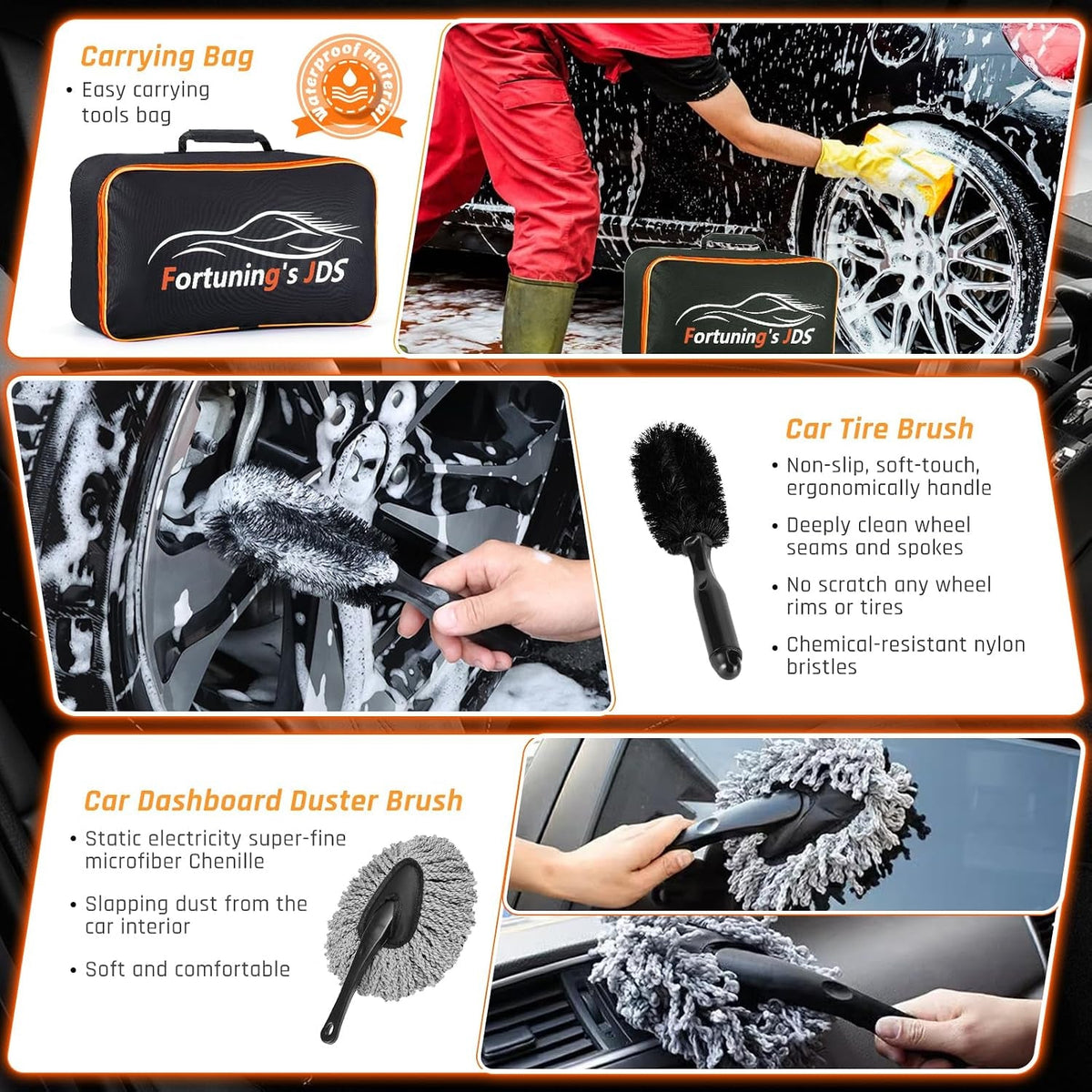 61 PCS Car Detailing Kit Interior Cleaner, Auto Detailing Kit, Car Vacuum Car Interior Detailing Kit, Car Wash Kit with Bucket Detailing Brush Set Car Accessories for Motorcycle, Cars, Bikes, Wheels