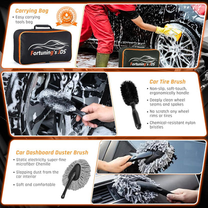 61 PCS Car Detailing Kit Interior Cleaner, Auto Detailing Kit, Car Vacuum Car Interior Detailing Kit, Car Wash Kit with Bucket Detailing Brush Set Car Accessories for Motorcycle, Cars, Bikes, Wheels