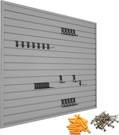 Slat Wall Paneling 4 X 4Ft, Garage Slatwall Panel Wall Storage Systems, Heavy Duty PVC Garage Wall Organization (Gray)